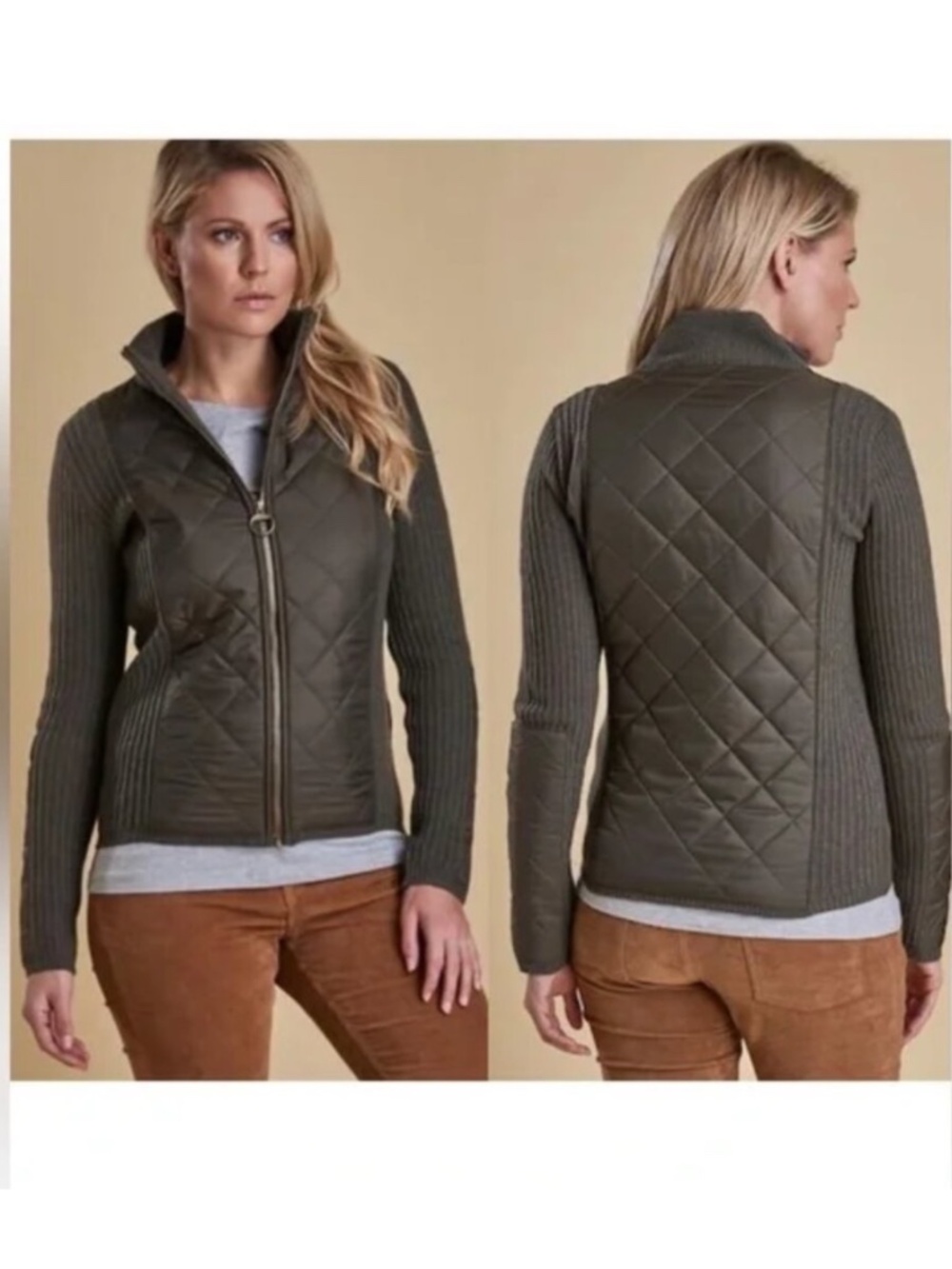 Barbour Sporting Zip Knit Wool Quilted Jacket. Small